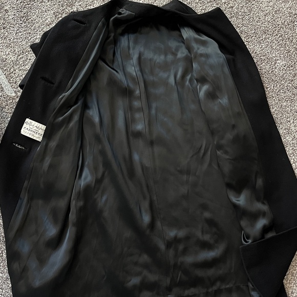 Vintage 60s 100% Cashmere Dress Coat Black Long Royal Afghan JJ O’Donnell - Picture 7 of 8
